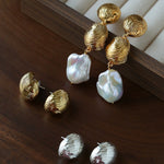 Vintage Shell Pearl Earrings | Baroque Statement Earrings - floysun