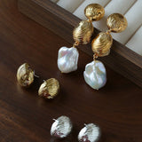 Vintage Shell Pearl Earrings | Baroque Statement Earrings - floysun