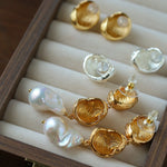 Vintage Shell Pearl Earrings | Baroque Statement Earrings - floysun