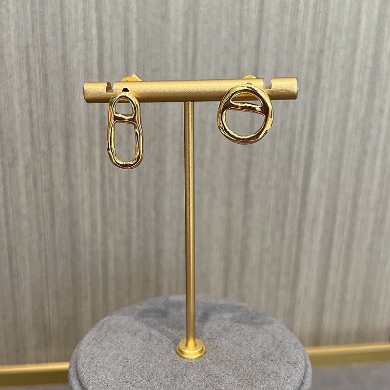 Vintage Simple Geometric Asymmetry Stud Earrings - 18K Gold Vermeil - floysun