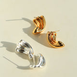 Vintage Spiral Wave Stud Earrings - floysun