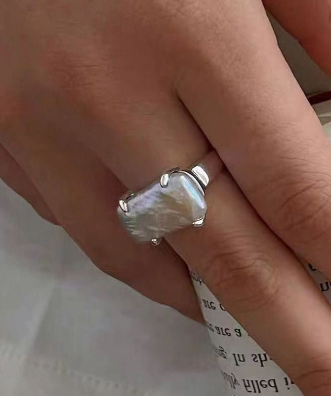 Vintage Square Baroque Pearl Open Ring - floysun