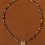 Vintage Square Pendant Pearl & Natural Stone Beaded Necklace - floysun