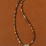 Vintage Square Pendant Pearl & Natural Stone Beaded Necklace - floysun