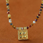 Vintage Square Pendant Pearl & Natural Stone Beaded Necklace - floysun