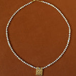 Vintage Square Pendant Pearl & Natural Stone Beaded Necklace - floysun