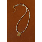 Vintage Square Pendant Pearl & Natural Stone Beaded Necklace - floysun