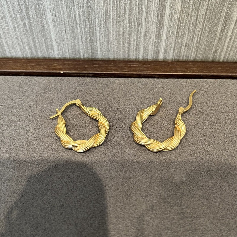 Vintage Sterling Silver Twisted Rope Hoop Earrings - floysun