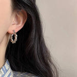 Vintage Sterling Silver Twisted Rope Hoop Earrings - floysun