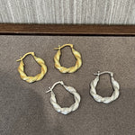 Vintage Sterling Silver Twisted Rope Hoop Earrings - floysun