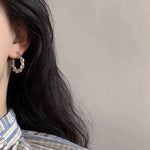 Vintage Sterling Silver Twisted Rope Hoop Earrings - floysun