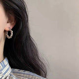 Vintage Sterling Silver Twisted Rope Hoop Earrings - floysun