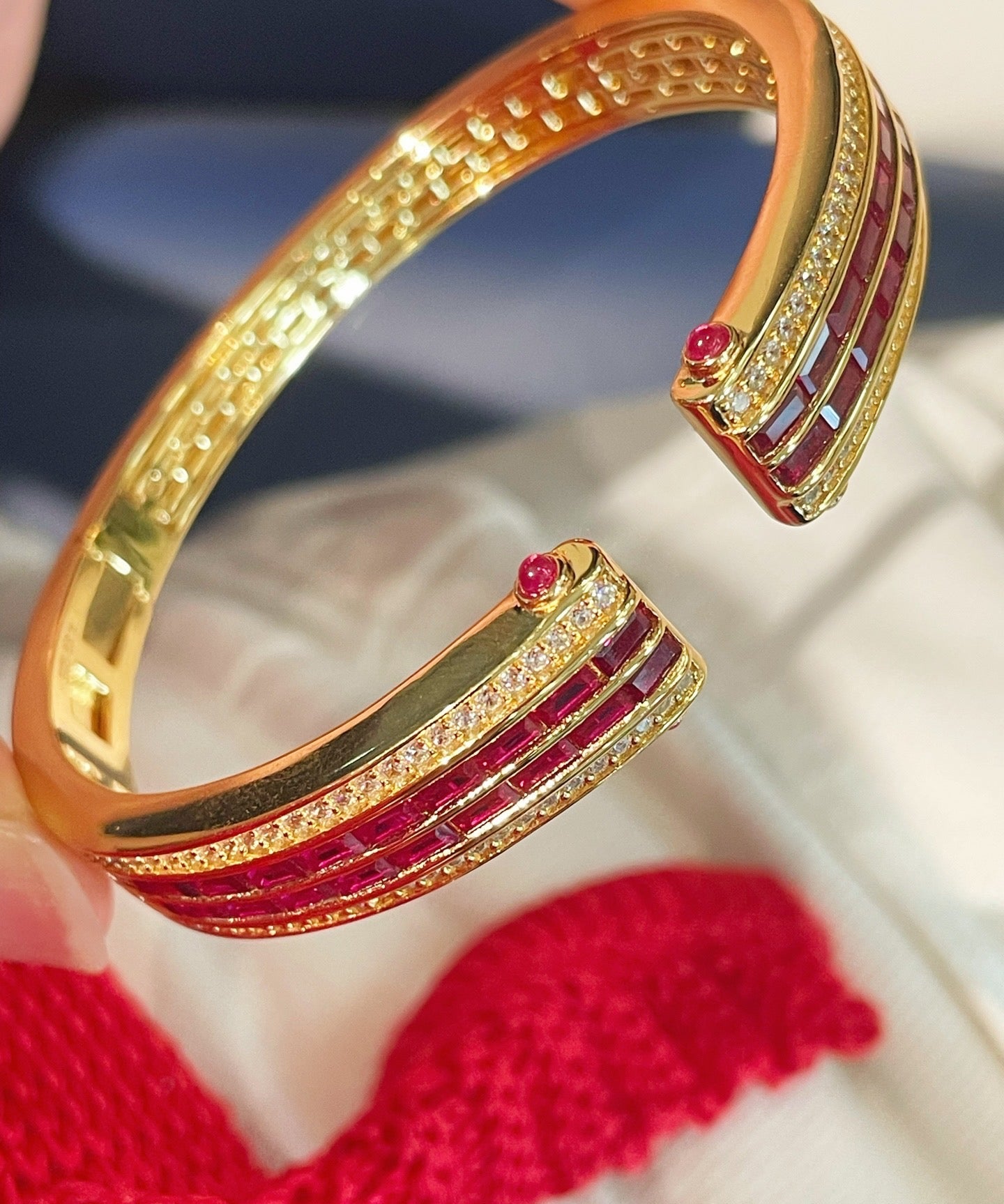 Vintage T - Bar Ruby Cuff Bracelet - floysun