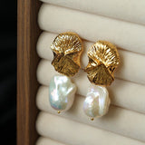 Vintage Textured Pearl Earrings | Baroque Drop Earrings - floysun