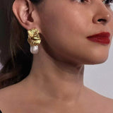 Vintage Textured Pearl Earrings | Baroque Drop Earrings - floysun