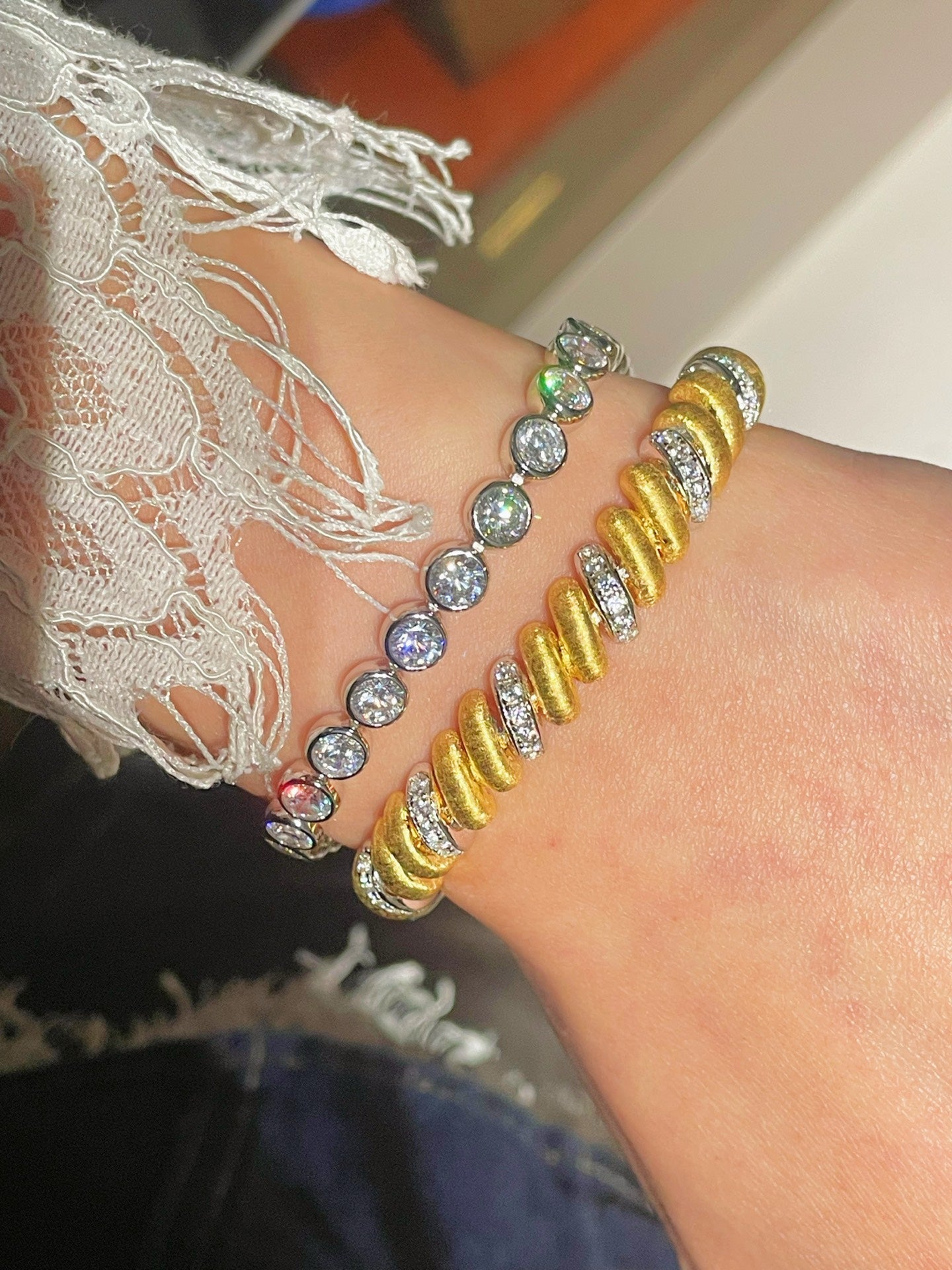 Vintage Textured Two - Tone Bracelet - floysun