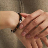 Vintage Tiger’s Eye & Black Agate Beaded Bracelet - floysun