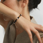 Vintage Tiger’s Eye & Black Agate Beaded Bracelet - floysun