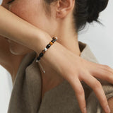 Vintage Tiger’s Eye & Black Agate Beaded Bracelet - floysun
