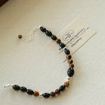 Vintage Tiger’s Eye & Black Agate Beaded Bracelet - floysun