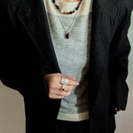 Vintage Tiger’s Eye & Black Agate Beaded Necklace - floysun