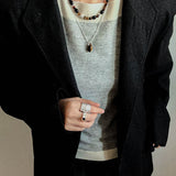 Vintage Tiger’s Eye & Black Agate Beaded Necklace - floysun