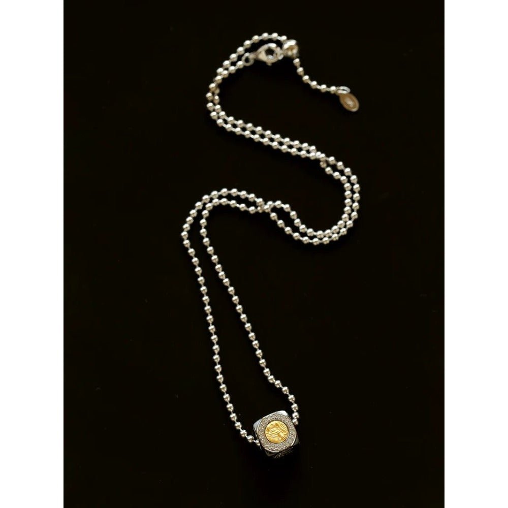 Vintage Tiny Gold Elephant Coin Pendant Necklace - floysun