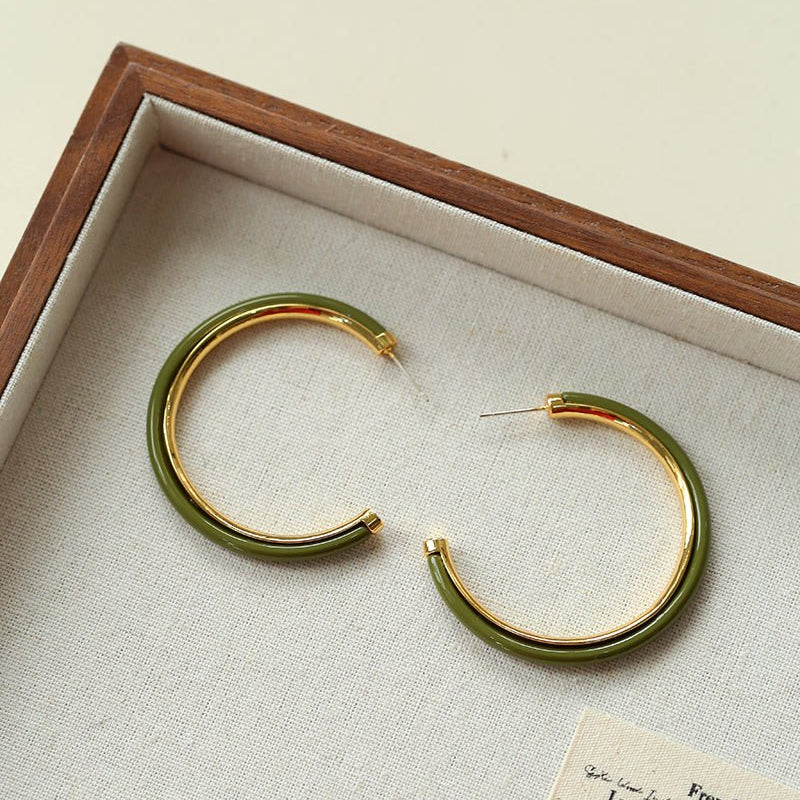 Vintage Tortoise Shell Resin Large Hoop Earrings - floysun