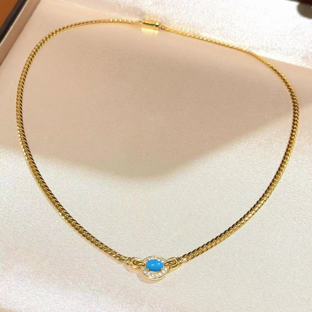 Vintage Turquoise Filigree Choker Necklace - floysun