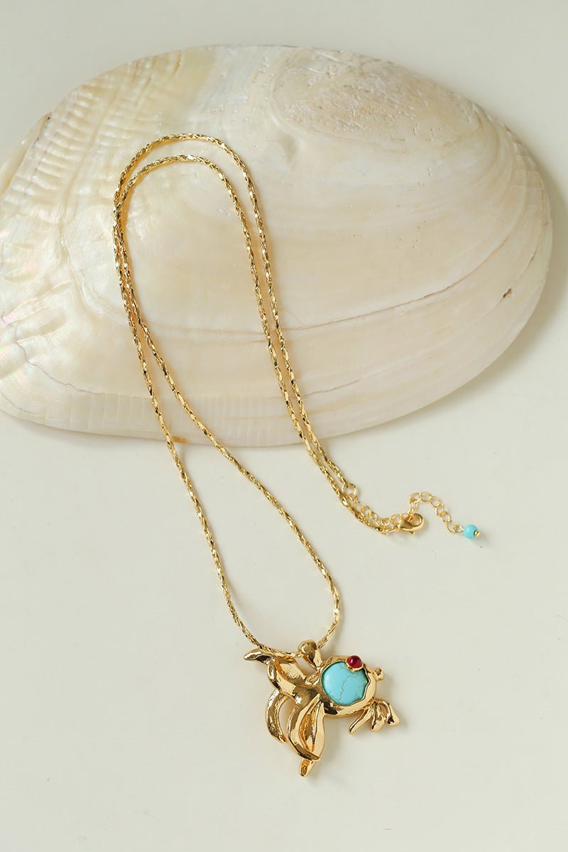 Vintage Turquoise Fish Pendant Necklace - floysun