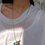Vintage Turquoise Fish Pendant Necklace - floysun