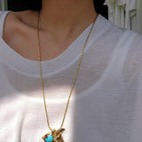 Vintage Turquoise Fish Pendant Necklace - floysun