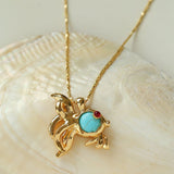 Vintage Turquoise Fish Pendant Necklace - floysun