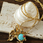 Vintage Turquoise Fish Pendant Necklace - floysun