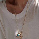 Vintage Turquoise Fish Pendant Necklace - floysun