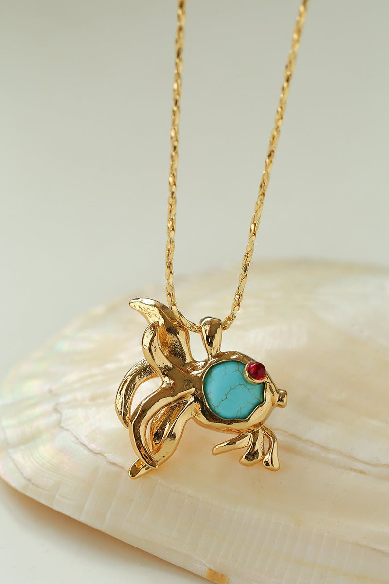 Vintage Turquoise Fish Pendant Necklace - floysun