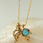 Vintage Turquoise Fish Pendant Necklace - floysun
