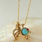 Vintage Turquoise Fish Pendant Necklace - floysun
