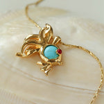 Vintage Turquoise Fish Pendant Necklace - floysun