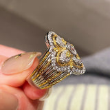 Vintage Two - Tone Clover Statement Ring in 925 Sterling Silver - floysun