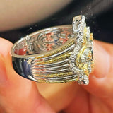 Vintage Two - Tone Clover Statement Ring in 925 Sterling Silver - floysun