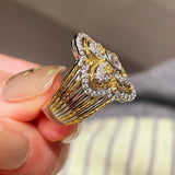 Vintage Two Tone Four-Leaf Clover Lab Grown Diamond Ring - floysun