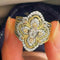 Vintage Two Tone Four-Leaf Clover Lab Grown Diamond Ring - floysun