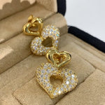 Vintage Two-tone Heart High Carbon Diamond Huggie Earrings - floysun
