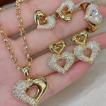 Vintage Two-tone Heart High Carbon Diamond Huggie Earrings - floysun