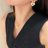Vintage Two-tone Heart High Carbon Diamond Huggie Earrings - floysun