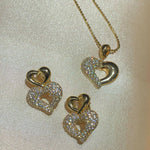 Vintage Two-tone Heart High Carbon Diamond Huggie Earrings - floysun