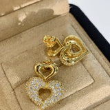 Vintage Two-tone Heart High Carbon Diamond Huggie Earrings - floysun