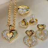 Vintage Two-tone Heart High Carbon Diamond Huggie Earrings - floysun
