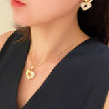 Vintage Two-tone Heart High Carbon Diamond Huggie Earrings - floysun